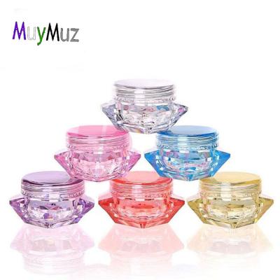 China 2ml 3ML 5MLdiamond pico jar 3g 5g small high quality transparent cosmetic eco viable plastic jar with screw cap lids for sale