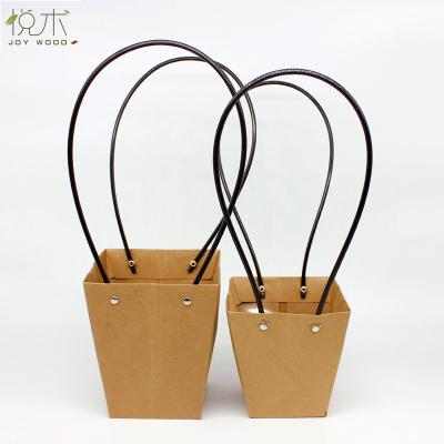 China Kraft Paper Flower Plastic Waterproof Bag For Packing With PP Handle, Carrier Bag for sale