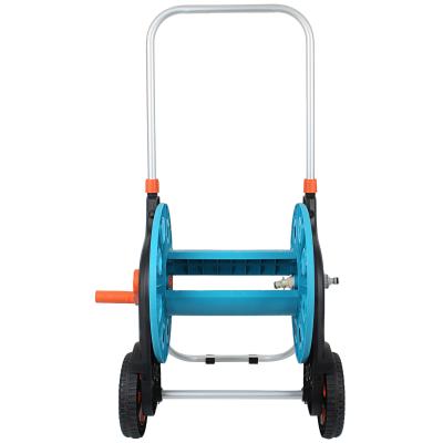 China New Arrival High Quality Plastic Wheels Adjustable Both Hose Reel Cart Garden Irrigation Hose Reel Tool for sale