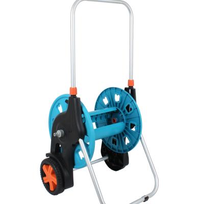 China Hot Selling Adjustable Durable Plastic Irrigation Two Wheels Reel Trolley Garden Hose Reel Portable Tool for sale