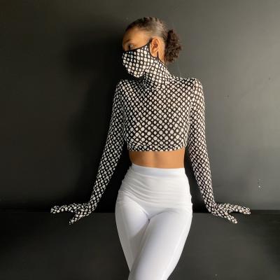 China Anti-wrinkle 2020 New CSI Winter Mouth Cover Leopard Print Navel Slim Long-sleeved T-shirt Top Women for sale