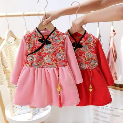 China Anti-Static Babies Cheongsam Dress Embroidered Children Tangsuit Kids Party Outfits Qipao Dress Kids Clothes Girl Dresses for sale