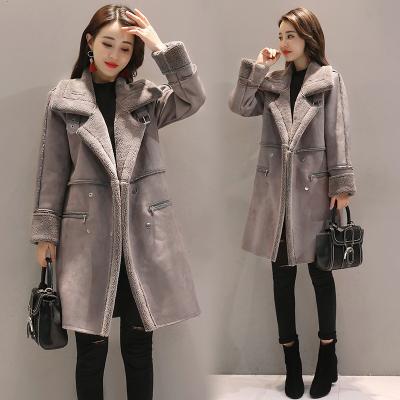 China 2020 Hot Selling Women's Winter Long Sheepskin Coat Fur Suede Thick Warm Jacket High Quality Female Faux Fur Coat for sale