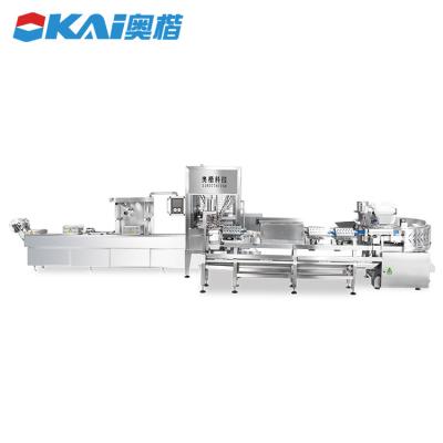 China Automatic Food Vacuum Stretch Film Wrapping Line Packing Machine Line for sale