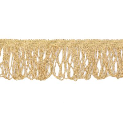 China Curtain Gold Looped Fringe Trim Wholesale Gold Metallic Twisted Tassel Trim For Cushions Clothes for sale