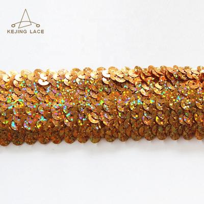 China Sustainable Wholesale Elegant Decorative Elastic Sequin Trim With Stretch for sale