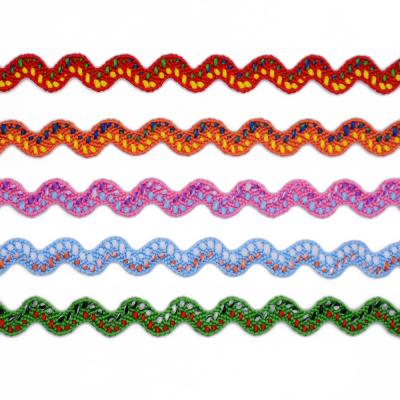 China Custom Widely Used Recyled Garment Grinding Wheel Rack Trim Wholesale Ric Rac Ribbon Zigzag Lace for sale