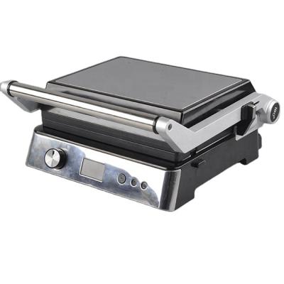 China Size 4 Adjustable Slice Press Grill Electric Panini Grill with Detachable Double Pan Non-Stick PTFE Coating LED Display for sale