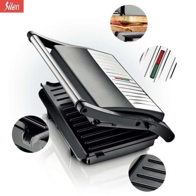 China Grill Mini Electric Grill Commercial Household 2-Slice Press Sandwich Grill 180 Degree Open Black Color for sale