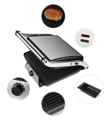 China Size 4 Adjustable Slice Press Maker Electric Panini Grill with Black Knob for 180 Degree Heating Meat for sale