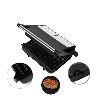 China Household 2-Slice Griddle Panini Press Nonstick Smokeless Electric Mini Sandwich Grill Grill 180 Degree Open Pass Drop Test for sale