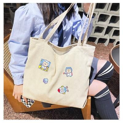 China Luxury Shopping Canvas Tote Bag Ladies Handbags Low MOQ Sale Corduroy Cartoon Pattern Hot Portable Wholesale Nylon Women Handbags Fashion for sale