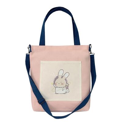 China Promotional Shopping 100% Cotton Canvas Ladies Multifunctional Colorful Custom Printing Girls Tote Bag With Adjustable Shoulder Handle for sale