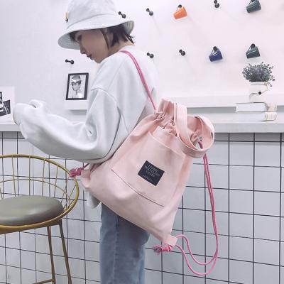 China Multifunctional Colorful Simple Colorful Organic Cotton College Tote Bag Bulk Reusable Cotton Drawstring Tote Bag 100% Canvas Shopping Bag for sale