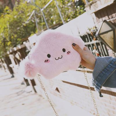 China Multifunctional Cute Cartoon Fur Cloud Soft Purse Cross - Women Mini Body Chain Plush Purse Phone Bags Handbag 2021 Fashion for sale