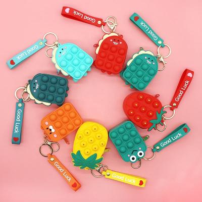 China Multifunctional Mini Small Kids Girls Jelly Mini Small Kids Girls Jelly Cheap Multifunctional Cute Animal Bubble Pop Push Silicone Cartoon Fruit Coin Purse Chain Bag for sale