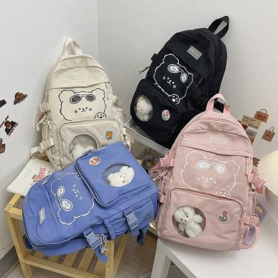 China Wholesale Luxury Bear Print Anti-theft Fashion Teenage Girl Kids School Bag Luxury Unisex Backpack With Clean PVC Window for sale