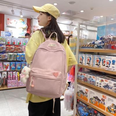 China Colorful Anti-theft Solid Color White Women Girls Kids Teens Kids Shoulder Cross - Body School Bag Rucksack Backpack With Bear Toy fur for sale