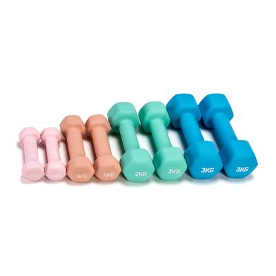 China 0.5kg-5kg Colorful Multifunctional Dipping Vinyl Neoprene Weight Dumbbells Set Hex Gym Equipment Dumbbell for sale