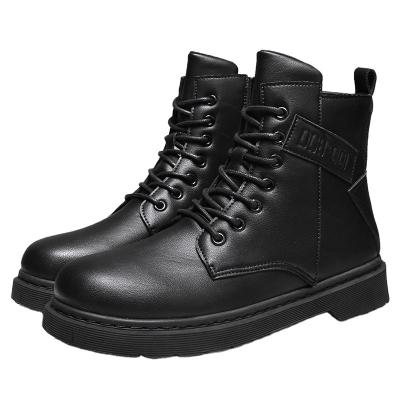 China Luxury Black Leather Front New Boots Outdoor Men Fashion Winter Round Machining Warm Boots for sale