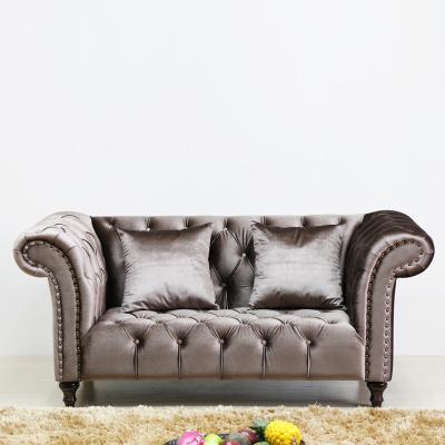 China Modular Vintage Chesterfield Velvet Luxury Button Tufted 3 Seat Sofa For Living Room for sale