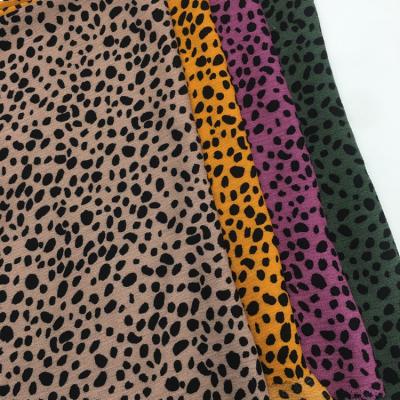 China Morden Style Brown Leopard Twill Print Rayon Cotton Textile Fabric Organic Soft Custom Morden Print For Woman Dress for sale