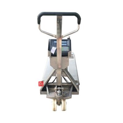 China Hotels Jack Company 3000kg Transport Pallet Pallet Scales Electronic 304 Stainless Steel Pallet Truck With Scale for sale