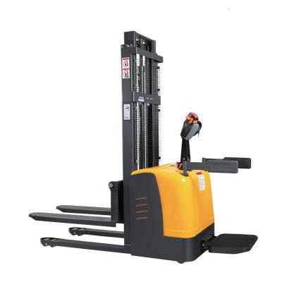 China Full Hotels Electric Pallet Stacker 3m 1.5 Ton Capacity Loading Hydraulic Walking Forklift With Charging Battery for sale