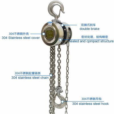 China Lifting goods fast delivery stainless steel chain block portable manual hoist with anti-corrosion anti-rust for sale