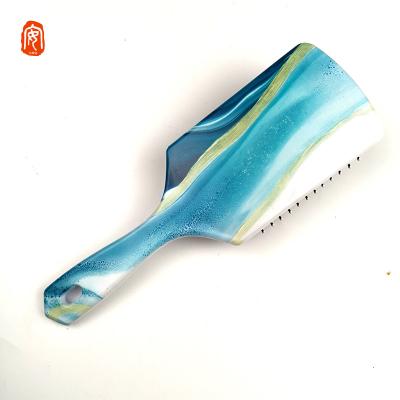 China 2021 New Design Marble Hair Cushion Waterproof Plastic Hair Brush Private Label Magic Paddle Hair Brush for sale