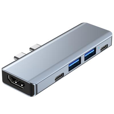 China Dual Type C Hub for Macbook 5 in 1 USB C Adapter HUB with PD Charging USB 3.0 HDTV for Macbook Pro USB C Hub for sale