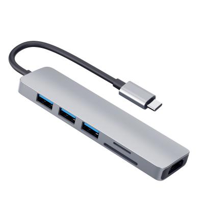 China Muilt 6 Function Port 6 in 1 HD PD Charge Usb Type C 3.0 Hub In Aluminum Compatible Mac OS , Windows 7/8/10 USB C HUB for sale