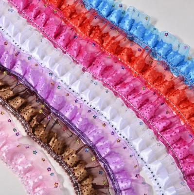 China Viable Wholesale High Quality Ruffles Sequins Lace Up For Garment Accessories for sale