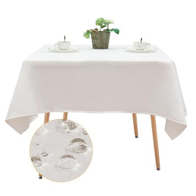 China 155gsm waterproof customization 47*47 inch 120*120 cm satin square indoor outdoor white tablecloth with umbrella hole for sale