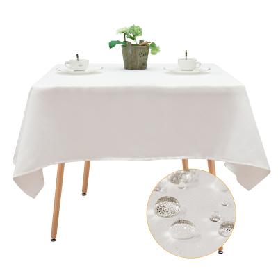 China Waterproof 155gsm Buffet Table Parties Wedding Square Polyester White Whole Sale White Satin Table Cloth for sale