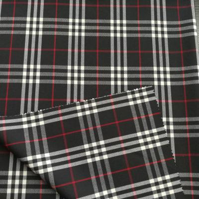 China Check Popular Black White Red White Tartan Plaid Design Hotsale Wool Plaid Twill 30% Twill Suit Fabric Worsted Fabric for sale