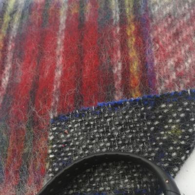 China Anti pill fancy yarn special long pile mohair PLAID woolen fabrics for winter coat for sale