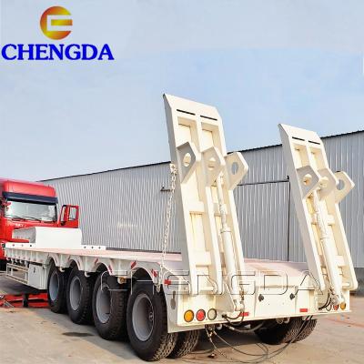 China Truck Trailer Factory Direct Sale High Quality 4 Axles Lowbed Semi Trailer Second Hand with Tipping for sale