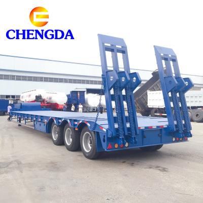 China China Truck Trailer Gooseneck Suspension 3 Axle 40 Ton Low Bed Lowboy Lowbed Trailer For Sale for sale