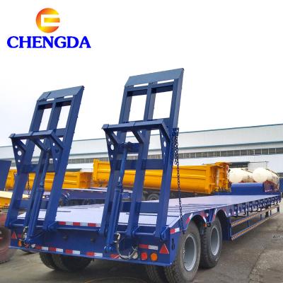 China Truck Trailer 2 Axles 30ton 5th Wheel Trailer Low Sole Gooseneck Lowbed Trailer for sale