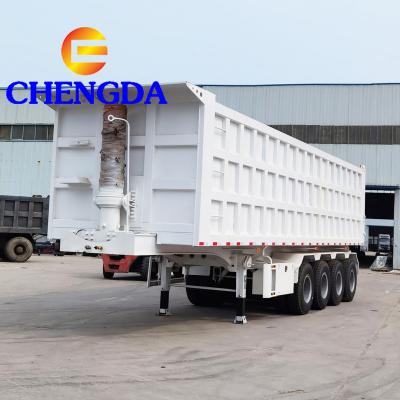 China Truck New 50ton 60ton 3axles Hydraulic Cylinder Used Tipper Dump Semi Truck Trailer Trailer for sale