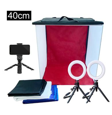 Cina Easy light box 16x16x16 inch cube photo light box tent kit led softbox with 4 color background for photography in vendita