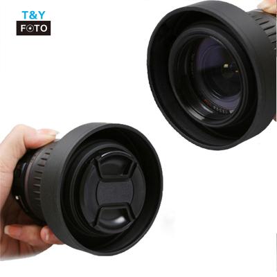 China 52mm Camera RUBBER Triple Function Rubber Lens Hood for sale