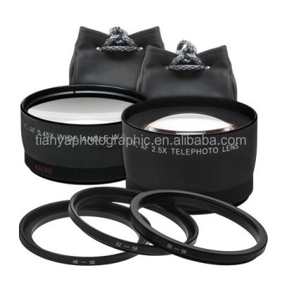 China Wholesale Kit Wide Angle Telephoto Lens 0.45x Lens+2.5x Optical Glass Lens For 49 52 55 58mm Lens zu verkaufen