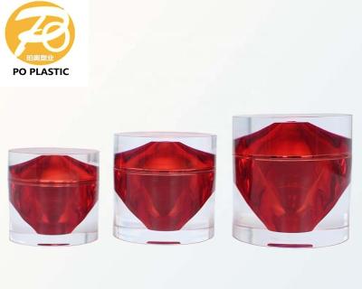 China Luxury Wholesale Acrylic Plastic Containers Red Cosmetic Jar 30g for sale