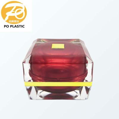 China Luxury Luxury 15g Cosmetic Packing Transparent Red Empty Acrylic Cream Jar for sale