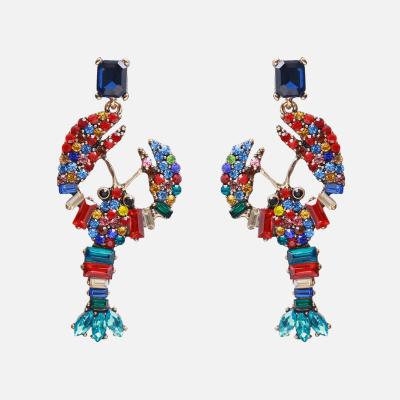 China New Fashion Sparkly Rhinestone Large Crystal Drop Earrings Personalized Animal TRENDY Lobster Earrings Dangle Earrings Statement Jewelry for sale