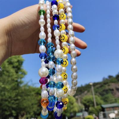 China BOHEMIA Fashion Jewelry Bohemian Handmade Beaded Choker Statement Necklace Smiley Face Pearl Beaded Choker Necklace Jewelry for sale