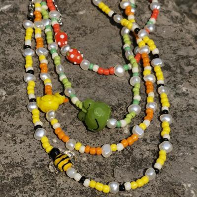 China BOHEMIA Strawberry Belle Duck Beaded Necklace For Women Boho Yellow Colorful Beaded Choker Necklace Jewelry Little Handmade Frog Bee for sale