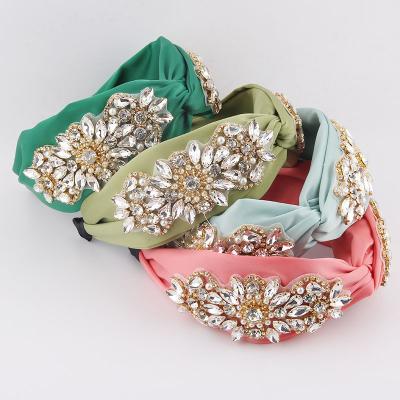 China Fashion Women Headband Dvacaman Boho 4 Colors Bohemia Fabric Pearl Knotted Flower Rhinestone Crystal Headbands /Hairband Accessories Girl Women Spring for sale